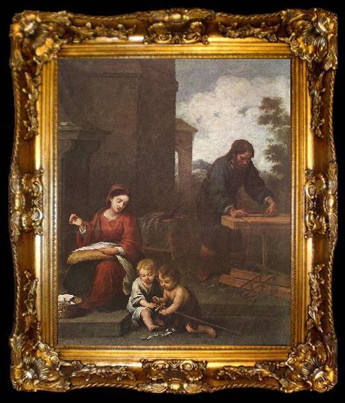 framed  MURILLO, Bartolome Esteban Holy Family with the Infant St John dh, ta009-2